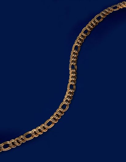 null Articulated necklace in two-tone 750 thousandths gold with alternating oval...