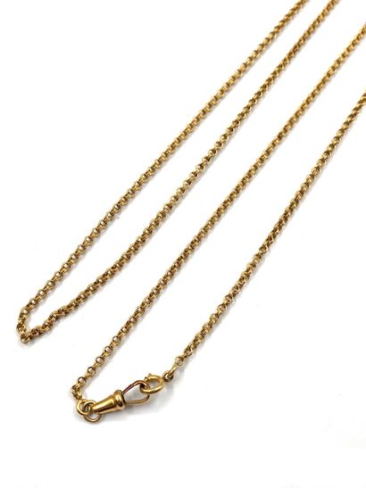 null Articulated long necklace in 750 thousandths yellow gold, with double round...