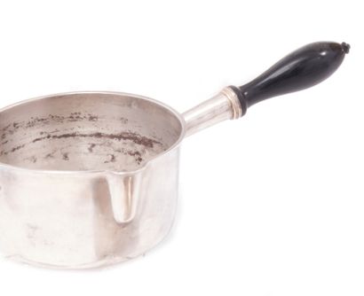 null Casserole in plain silver 950 thousandths monogrammed "A.B.", the handle in...