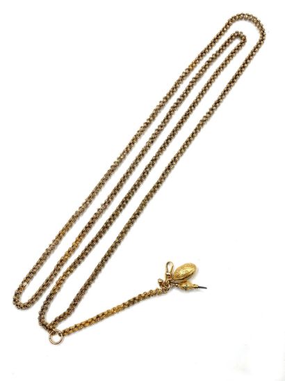 null Articulated long necklace in 750 thousandths yellow gold, the links decorated...