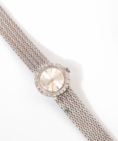 null Montre bracelet de dame en or gris 750 millièmes, la montre de forme ronde,...