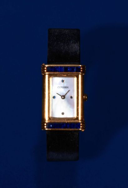 null OJ PERRIN 
Ladies' wristwatch, rectangular shape in 750 thousandths yellow gold,...