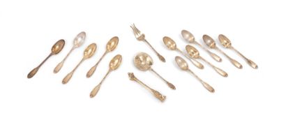 null Lot in 950 thousandths vermeil comprising: eleven coffee spoons in the crossed...