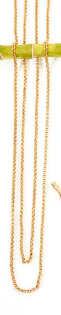 null Articulated long necklace in 750 thousandths yellow gold, with double round...