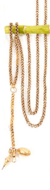 null Articulated long necklace in 750 thousandths yellow gold, the links decorated...