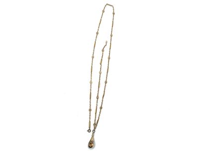 null Articulated long necklace in 750 thousandths yellow gold, the links elongated...