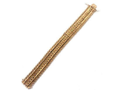 null Articulated bracelet in 750 thousandths yellow gold decorated with lines of...