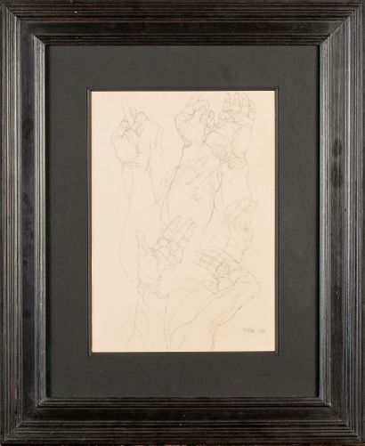 null Sam SZAFRAN (1934 -2019)
Hand Studies, 1960 
Black pencil drawing, signed and...
