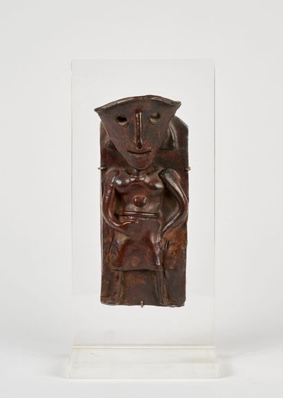 null André DERAIN (1880 - 1954)
Triangular head
Patinated bronze proof, engraved...