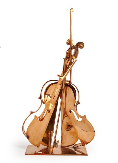 null Armand FERNANDEZ known as ARMAN (1928 - 2005)
Cut-out violin, 2005
Proof, gilded...
