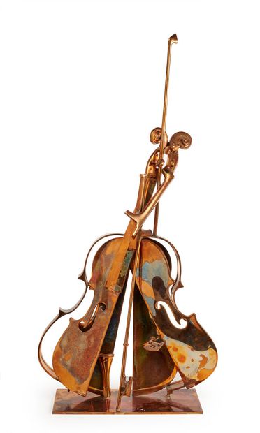 null Armand FERNANDEZ known as ARMAN (1928 - 2005)
Cut-out violin, 2005
Proof, gilded...