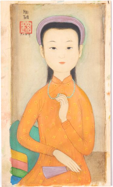 null Mai Trung Thu known as MAI THU (1906 - 1980)
Young woman with jade necklace...