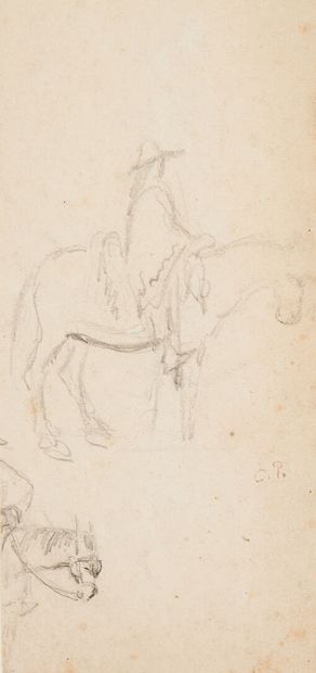 null Camille PISSARRO (1830 - 1903)
Study of a rider
Black pencil drawing, initials...