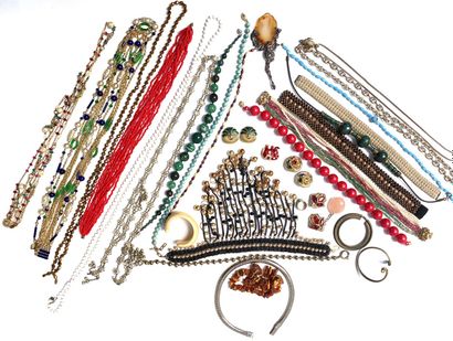 null LOT DE BIJOUX FANTAISIE comprenant colliers, bracelets, boucles d'oreille, etc....