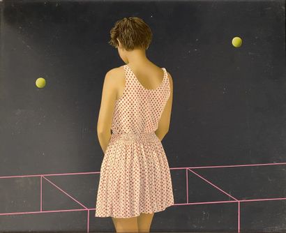 null Jacques DETRAIT (1948)
Femme de dos et balles de tennis
Huile sur panneau, signée...