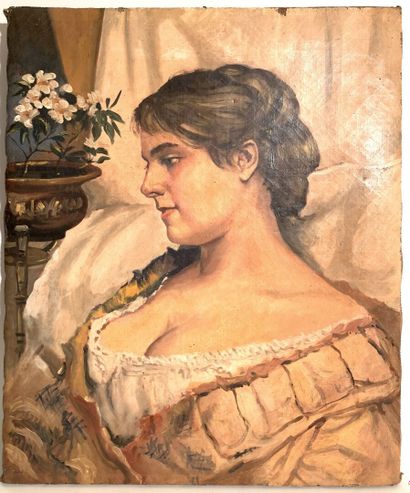 null École italienne du XIXe siècle
Portrait de jeune femme
Huile sur toile
60 x...