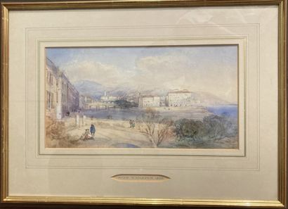null E. HARPER (Late 19th century)
View of Nice
Pencil and watercolor on paper. 
19,5...
