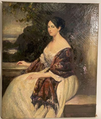 null Ecole italienne du XIXe siècle
Portrait d'élégante
Huile sur toile 
57 x 47...