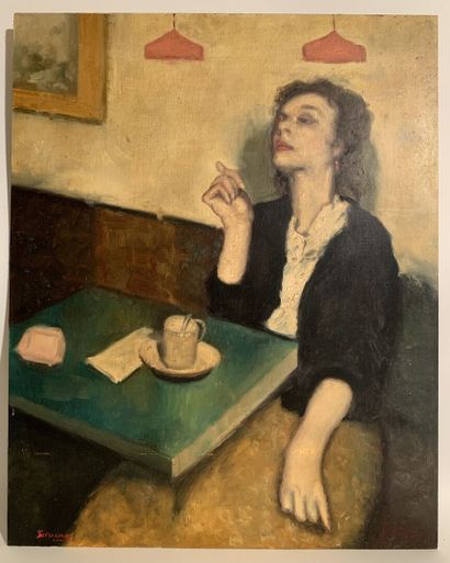 null Ecole du XXe siècle
Femme dans un café
Huile sur panneau signée en bas à gauche
Vers...