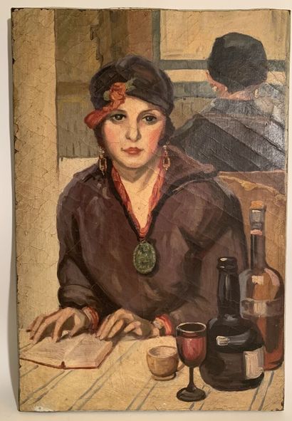 null Ecole française du XXe siècle
Femme à la lecture dans un café
Huile sur toile
Vers...
