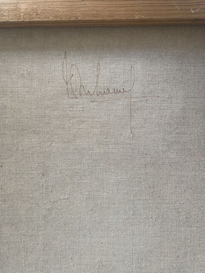 null DUHAMEL (XXe)
Vue des toits de Paris 
Huile sur toile, signée au dos. 
60 x...