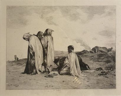 null Eugène FROMENTIN (1820-1876)
Orientalist scene, The Rat
Engraving, signed and...