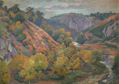 null Alfred SMITH (1853/4-1932)
Vallée de la Sedelle en automne
Huile sur toile signée...