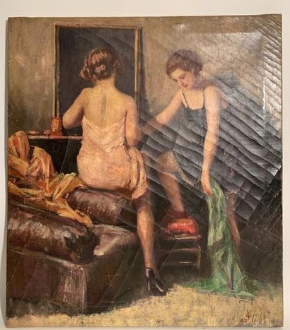 null École du XXe siècle
Femmes à la toilette, 1908
Huile sur toile signée et datée...