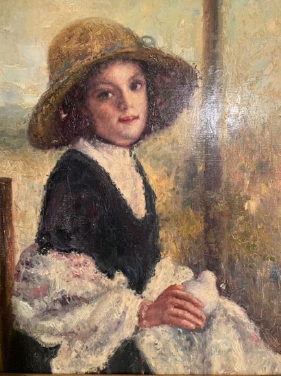 null École italienne du XIXe siècle
Jeune fille à l'oiseau
Huile sur toile 
61 x...