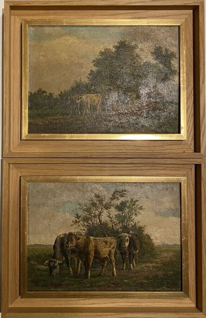 null Ary Cornelis KOOPER (1855-1921)
Vaches dans les champs ; Fermier et vaches
Deux...