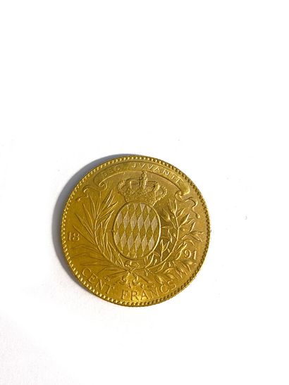null MONACO, Pièce en or de 100 francs, 1891. 
Poids : 32 g 