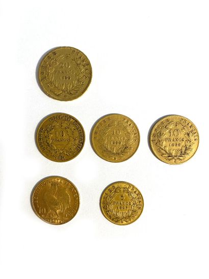 France, 4 pièces de 10 francs or de 1851,...