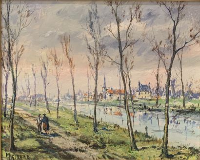 null Marcel GIRARD (1939)
Promenade en bord de rivière
Huile sur toile signée en...