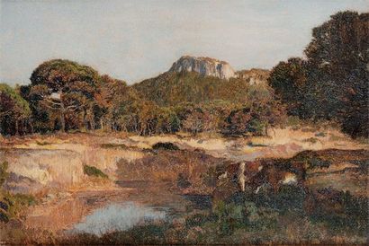 Émile-René-Marie-Auguste MÉNARD (1862-1930) Paysage avec rivière Huile sur toile...