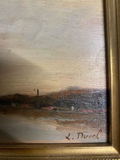 null Attributed to Étienne DUVAL (1824-1914) 
Sailboat
Oil on panel, signed lower...