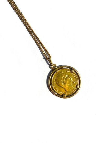 null Napoleon gold coin, 20 francs 1852, mounted as a pendant in a yellow gold setting,...