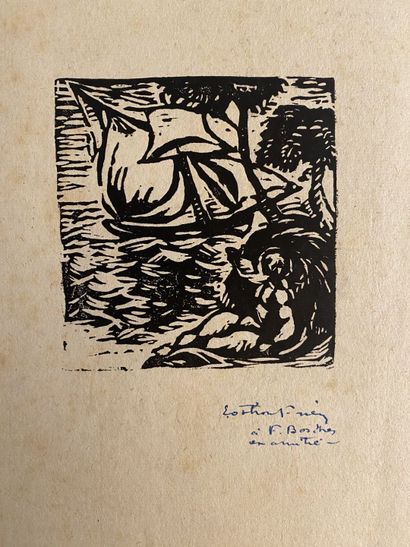 null Emile Othon FRIESZ (1879-1949)
Nude with sailboat 
Wood engraving, signed and...