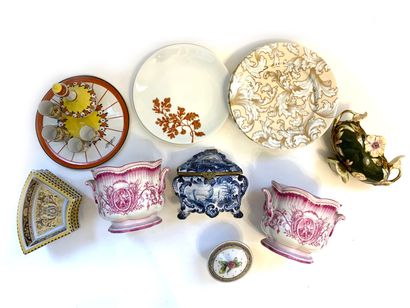 Set of ceramics including two Gien earthenware...