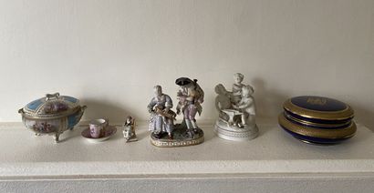 SET OF PORCELAIN SUBJECTS AND BOXES including:...