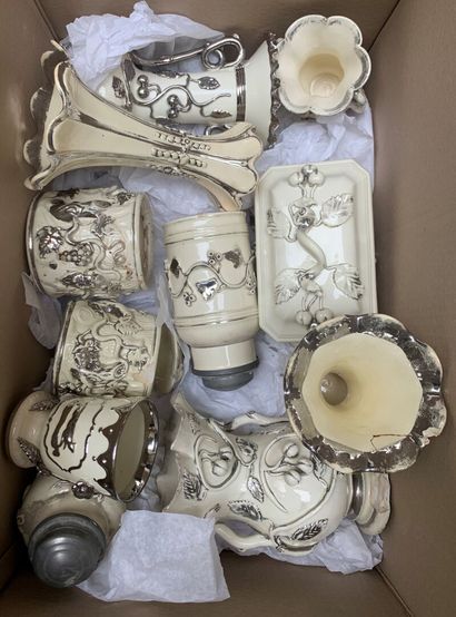 LANGEAIS
Set of glazed ceramic shapes decorated...