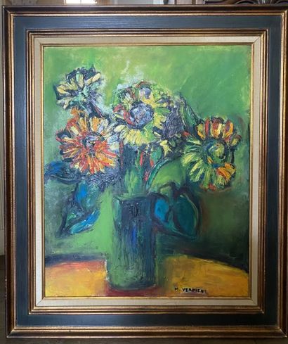 null Maurice VERDIER (1919-2003) 
Bouquet de fleurs
Oil on canvas, signed lower right.
73...