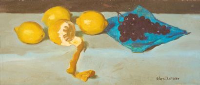 null André BIRY-AUTRET (1911) 
Nature morte aux citrons 
Huile sur toile, signée...