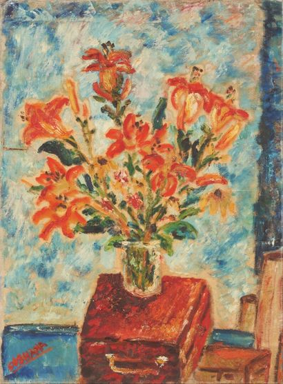 null Soshana AFROYIM (1927-2015)
Bouquet de fleurs
Huile sur toile, signée en bas...