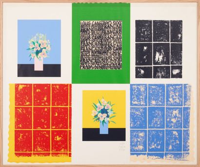 null Louis CANE (1943)
Bouquet et rectangles 
Lithographie sur toile, signée en bas...