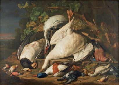 Attribué à Alexandre François DESPORTES (1661 - 1732) Nature morte aux oiseaux et...