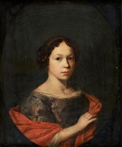 Gerard SOEST (Soest 1590 - Londres 1681) Portrait de jeune fille Panneau de chêne,...