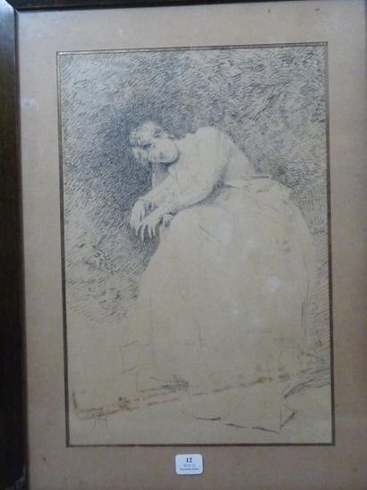 Ferdinand HEILBUTH (1826-1889) Le repos Encre de chine Monogrammé 33 x 21 cm (Pi...