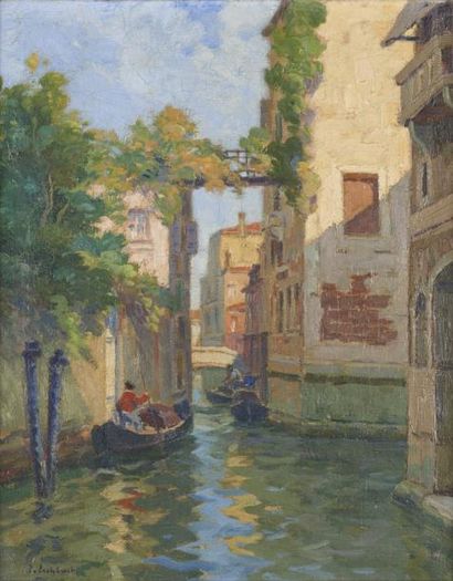 Paul ESCHBACH (1881-1961) Canal à Venise Huile sur toile Signée en bas à gauche 33...