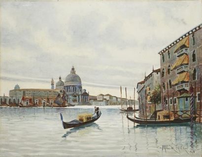 Paul de FRICK (1864-1935) Gondole à Venise Huile sur toile Signée en bas à droite...