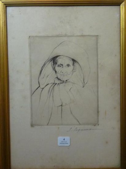 Eugène LEGUEULT (1858-?) Portrait de femme Eau forte Signée hors planche au crayon...